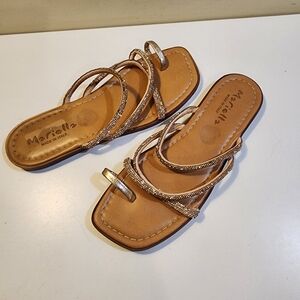 Mariella Made In Italy  Tan and Gold Sandals Fits 8.5